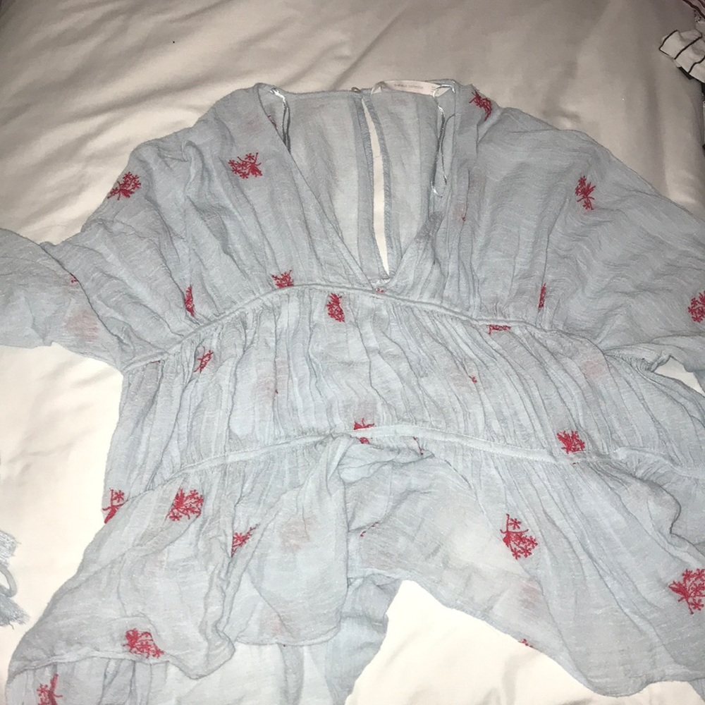 blue and red blouse